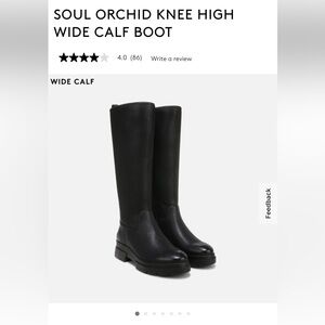 Naturalized Soul Orchid Knee High Black Boots wide calf, size 9, NWT